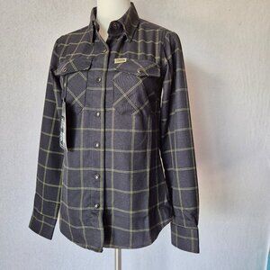 NWT DIXXON Flannel Company Stay Gold Snap-Up Shirt Long Sleeve Black Check